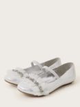 Monsoon Kids' Cluster Beaded Strap Ballerina Shoes, Silver