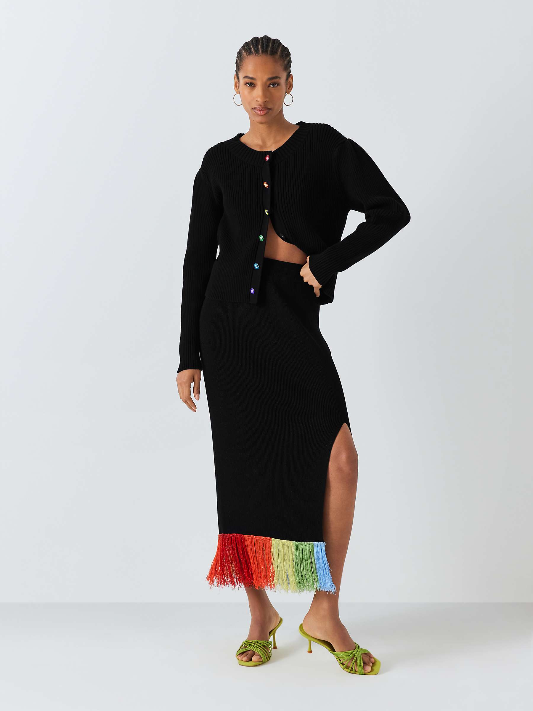 Buy Olivia Rubin Dee Rainbow Button Cardigan, Black Online at johnlewis.com