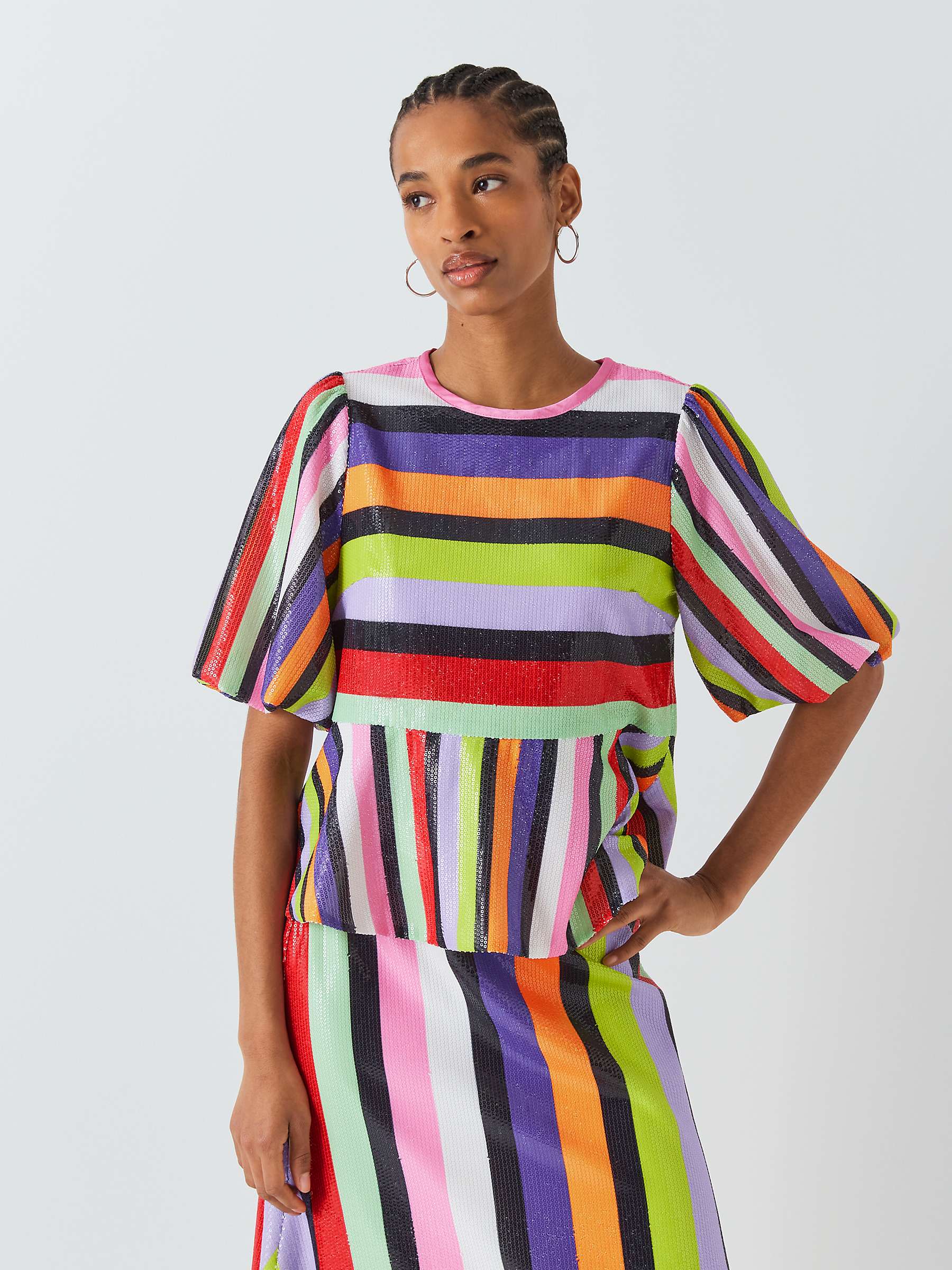 Buy Olivia Rubin Monica Sequin Stripe Top, Multi Online at johnlewis.com