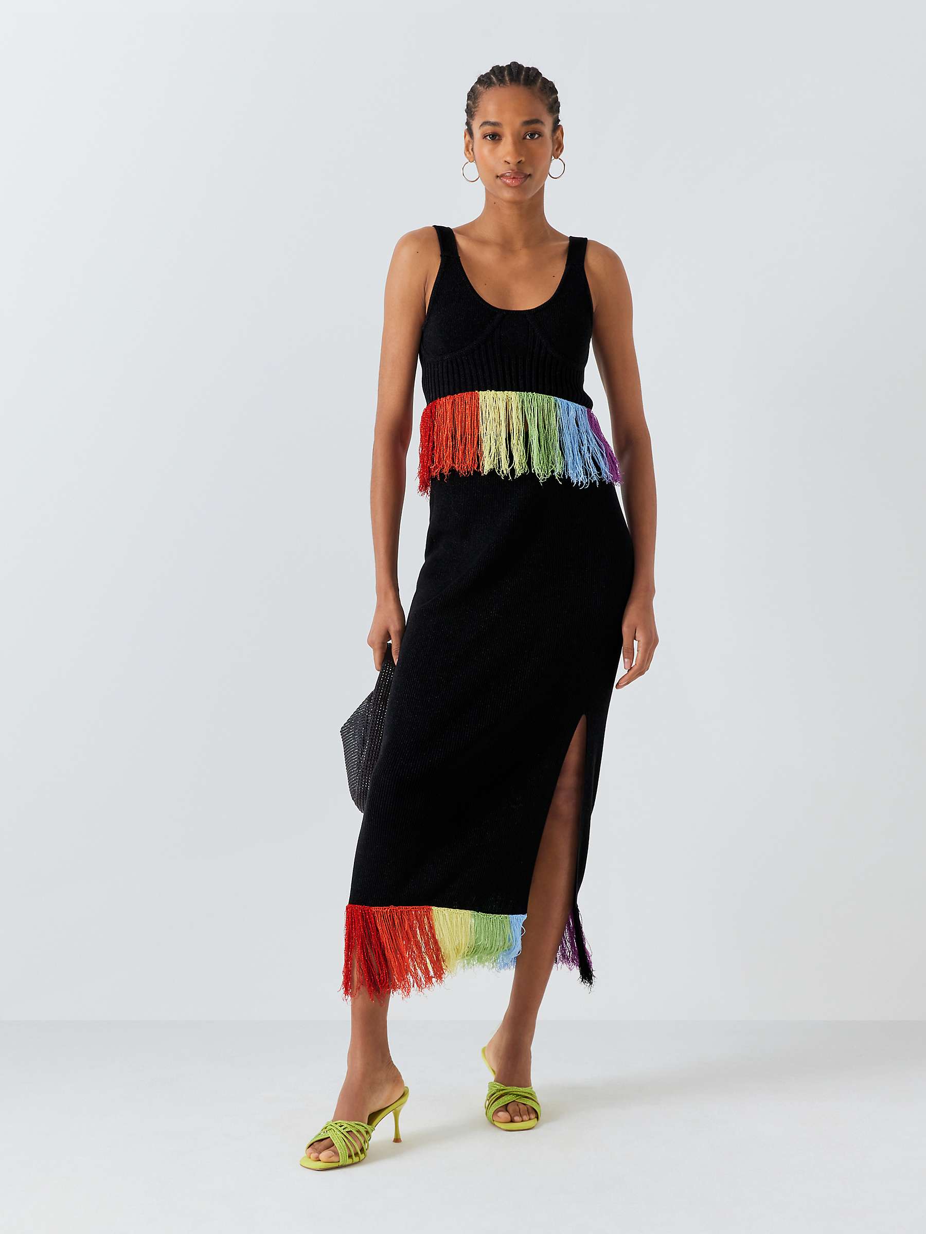 Buy Olivia Rubin Faye Rainbow Fringe Skirt, Black Online at johnlewis.com