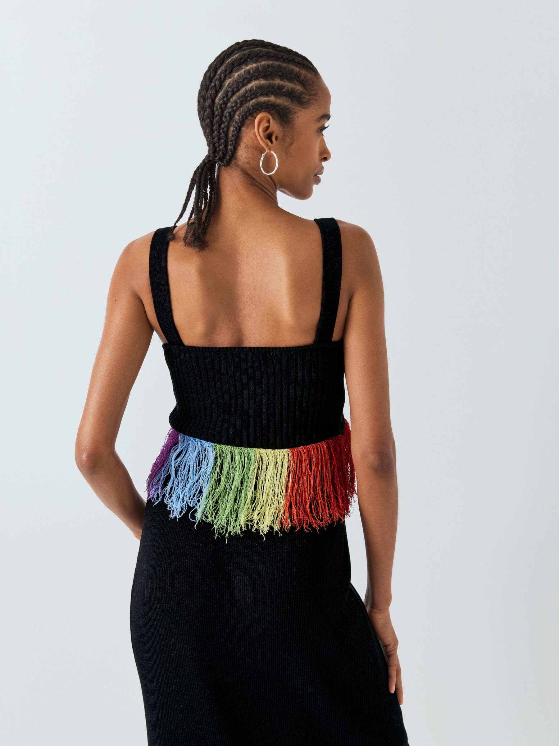 Buy Olivia Rubin Marni Rainbow Fringed Top, Black Online at johnlewis.com