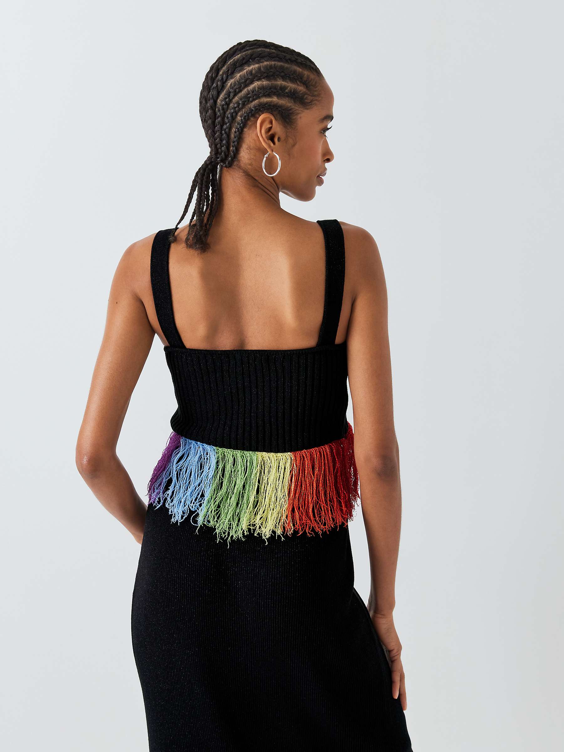Buy Olivia Rubin Marni Rainbow Fringed Top, Black Online at johnlewis.com
