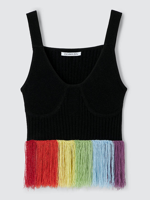 Olivia Rubin Marni Rainbow Fringed Top, Black