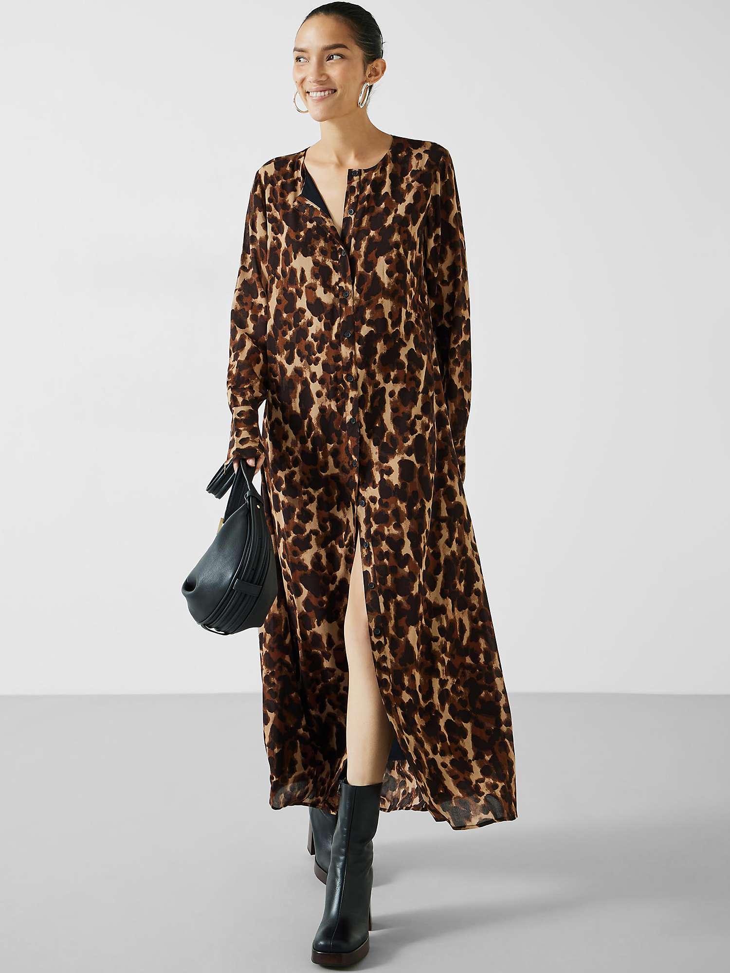 Buy HUSH Nataliyah Leopard Watercolour Print Midi Dress, Multi Online at johnlewis.com
