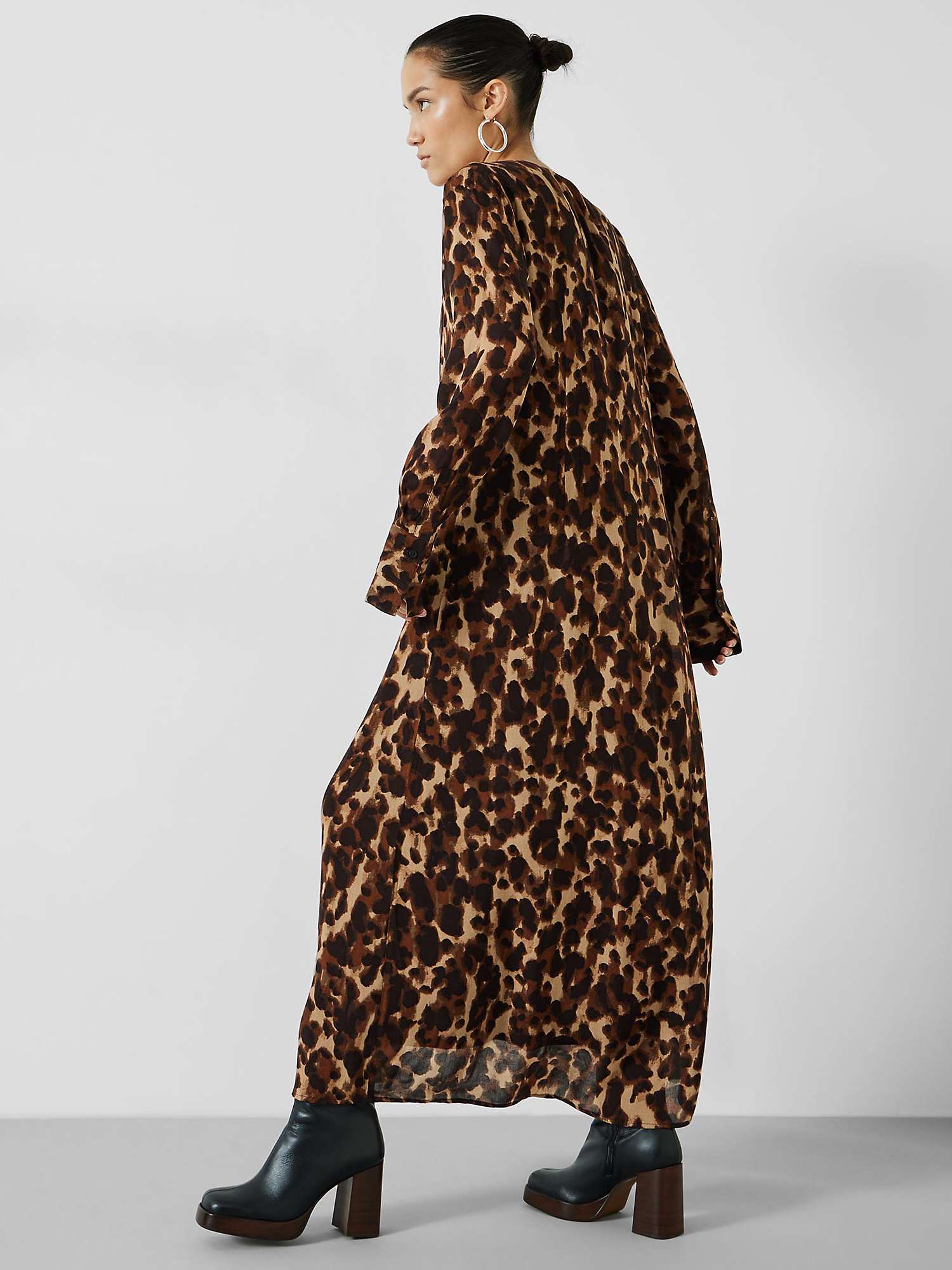 Buy HUSH Nataliyah Leopard Watercolour Print Midi Dress, Multi Online at johnlewis.com