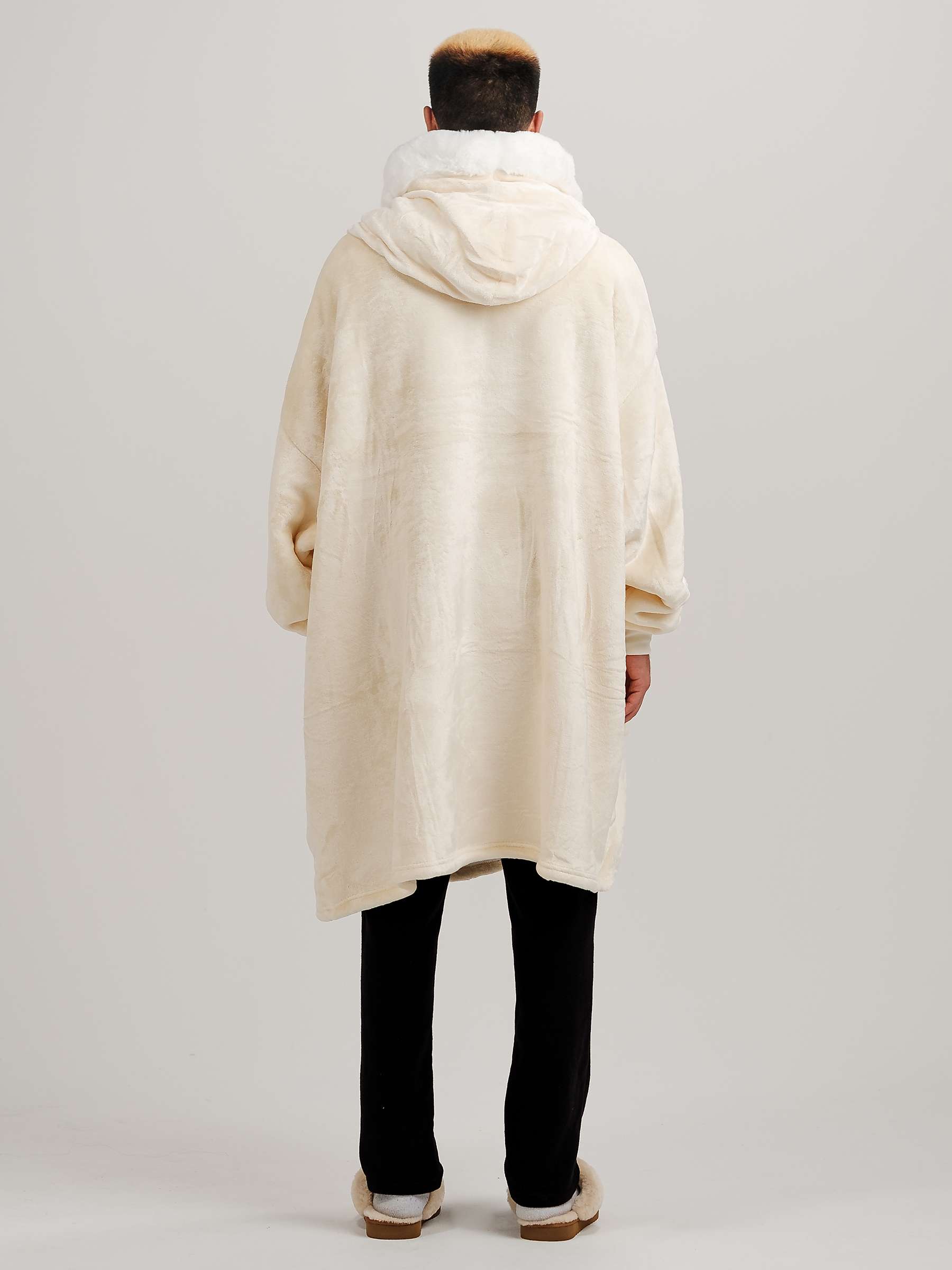 Buy Ony Unisex Faux Fur Collar Sherpa Lined Fleece Hoodie Blanket Online at johnlewis.com