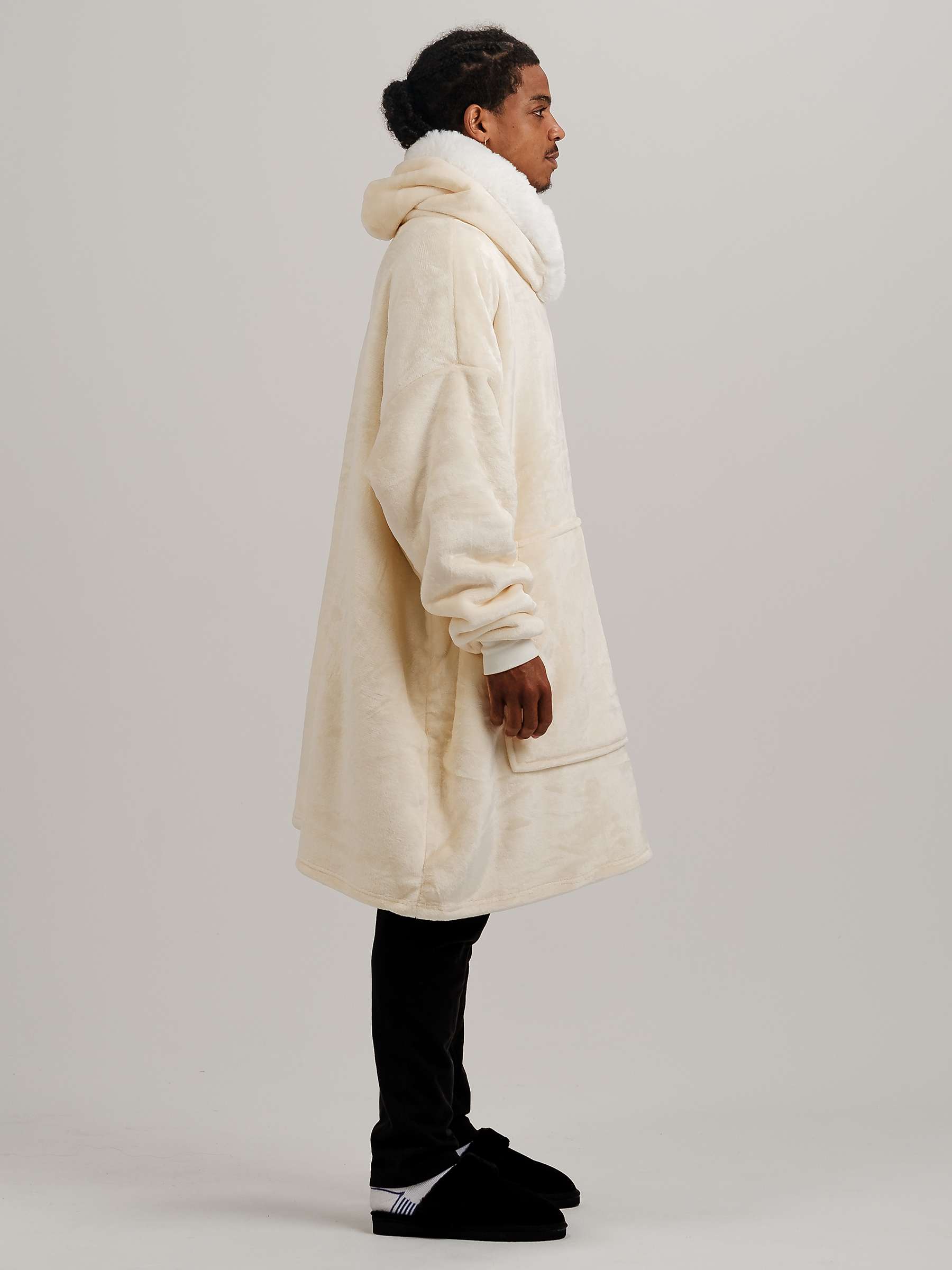 Buy Ony Unisex Faux Fur Collar Sherpa Lined Fleece Hoodie Blanket Online at johnlewis.com