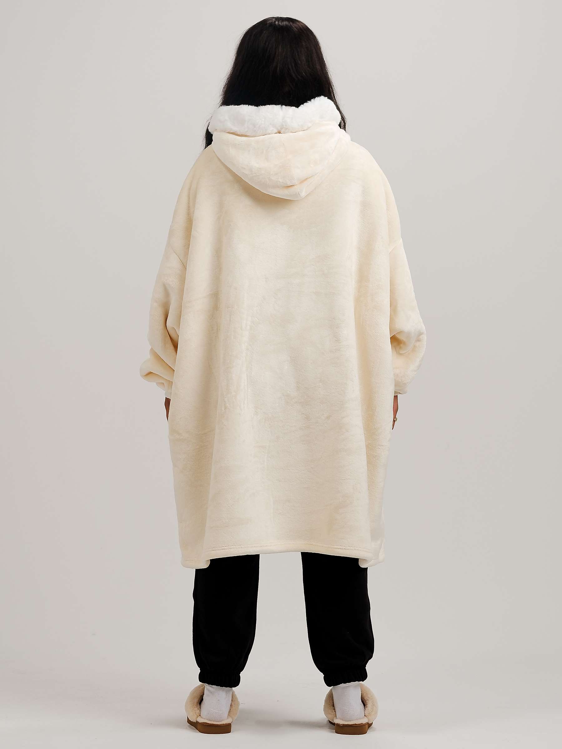 Buy Ony Unisex Faux Fur Collar Sherpa Lined Fleece Hoodie Blanket Online at johnlewis.com