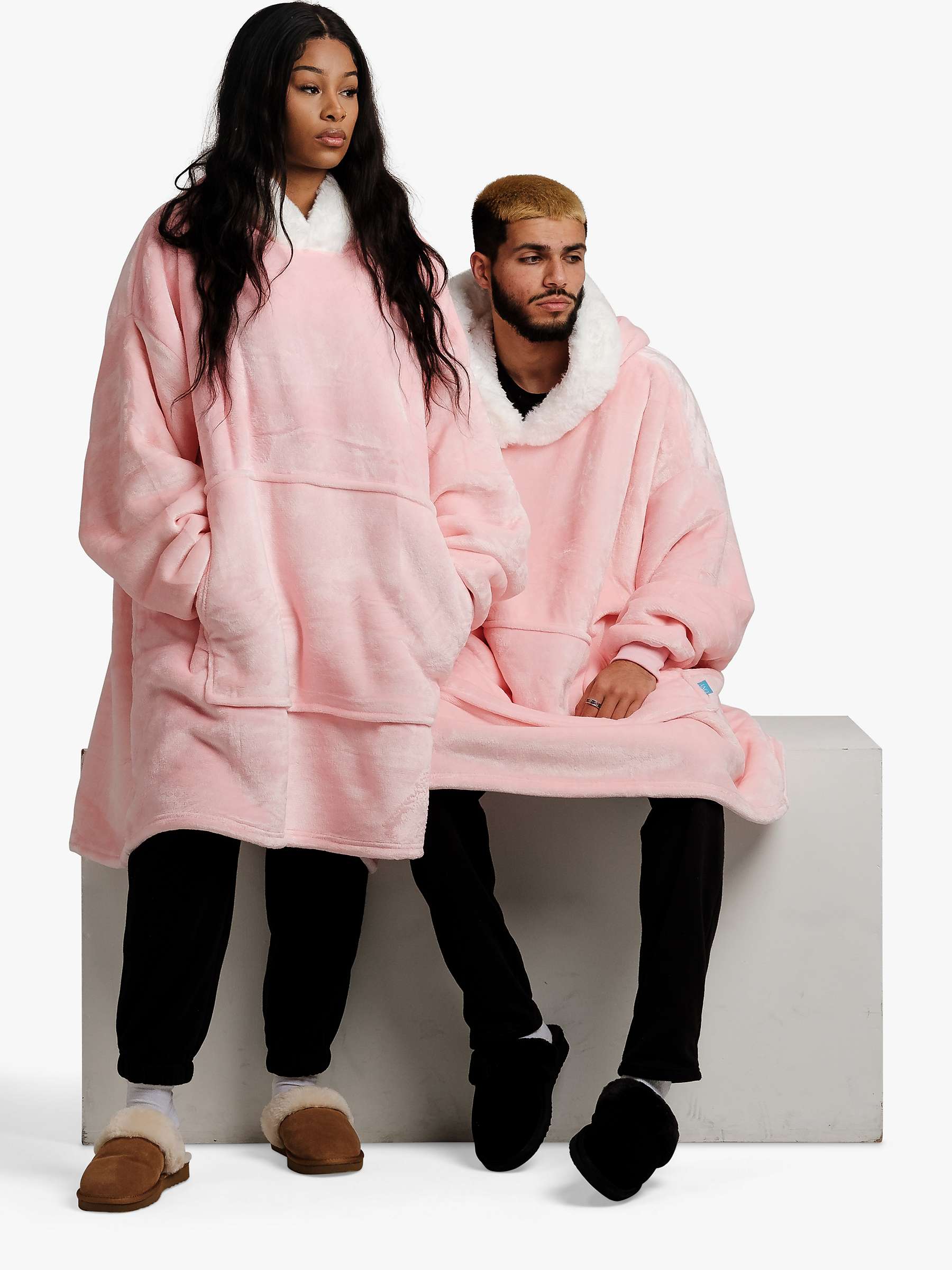 Buy Ony Unisex Faux Fur Collar Sherpa Lined Fleece Hoodie Blanket Online at johnlewis.com