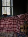 Piglet in Bed Plaid Linen Flat Sheets, Berry