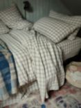 Piglet in Bed Plaid Linen Flat Sheets, Neutral