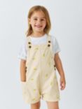 John Lewis Kids' Lemon Print Short Dungarees, Yellow, Yellow