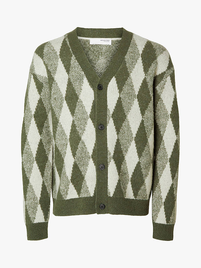 SELECTED HOMME Knitted Long Sleeve Cardigan, Green/Multi