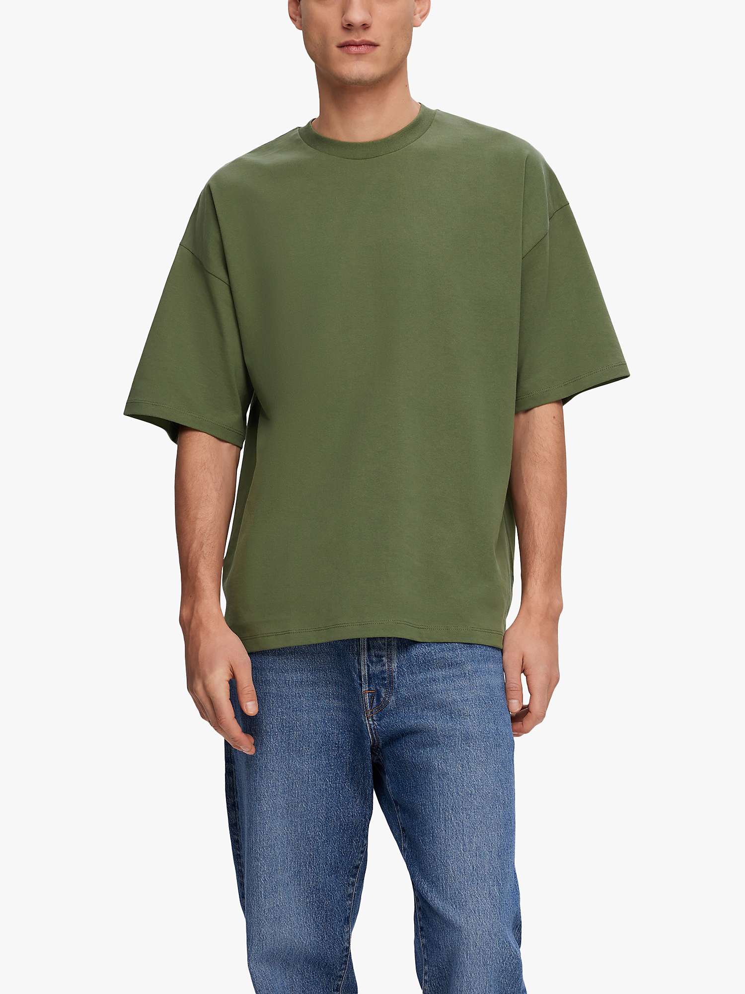 Buy SELECTED HOMME Timeless Short Sleeve T-Shirt, Green Online at johnlewis.com