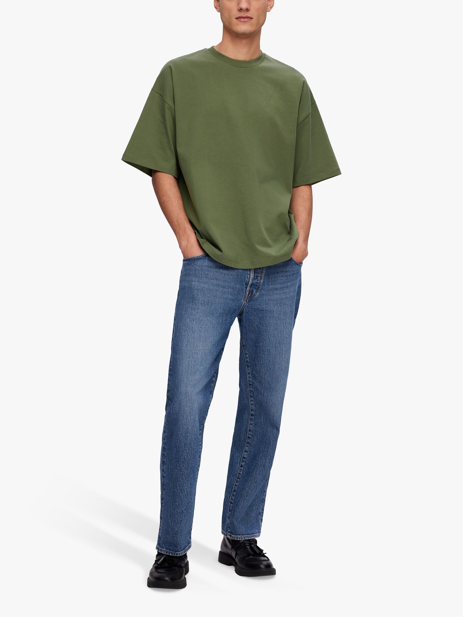 SELECTED HOMME Timeless Short Sleeve T-Shirt, Green, XL