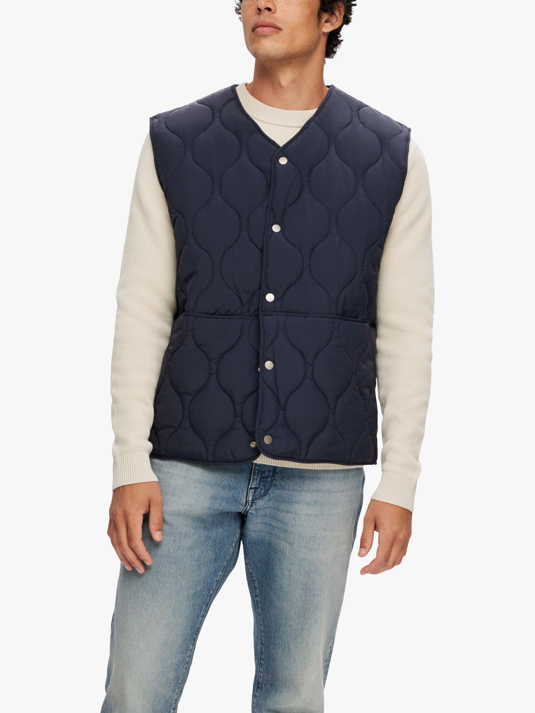 SELECTED HOMME Autumn Essential Gilet, Blue at John Lewis & Partners