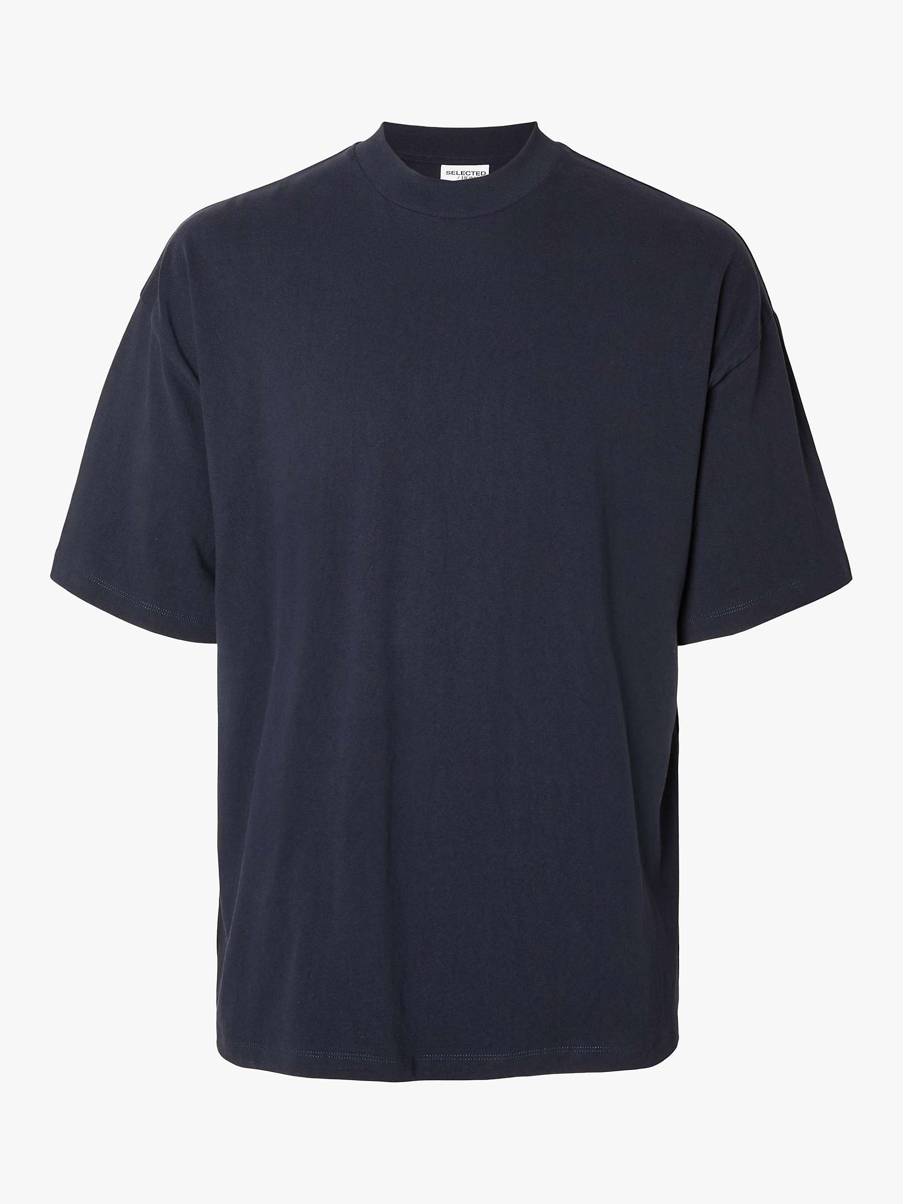 Buy SELECTED HOMME Organic Cotton Blend Essential T-Shirt, Sky Captain Online at johnlewis.com