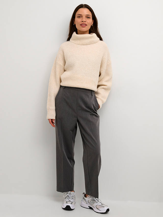 KAFFE Sakura Cropped Trousers, Dark Grey Melange