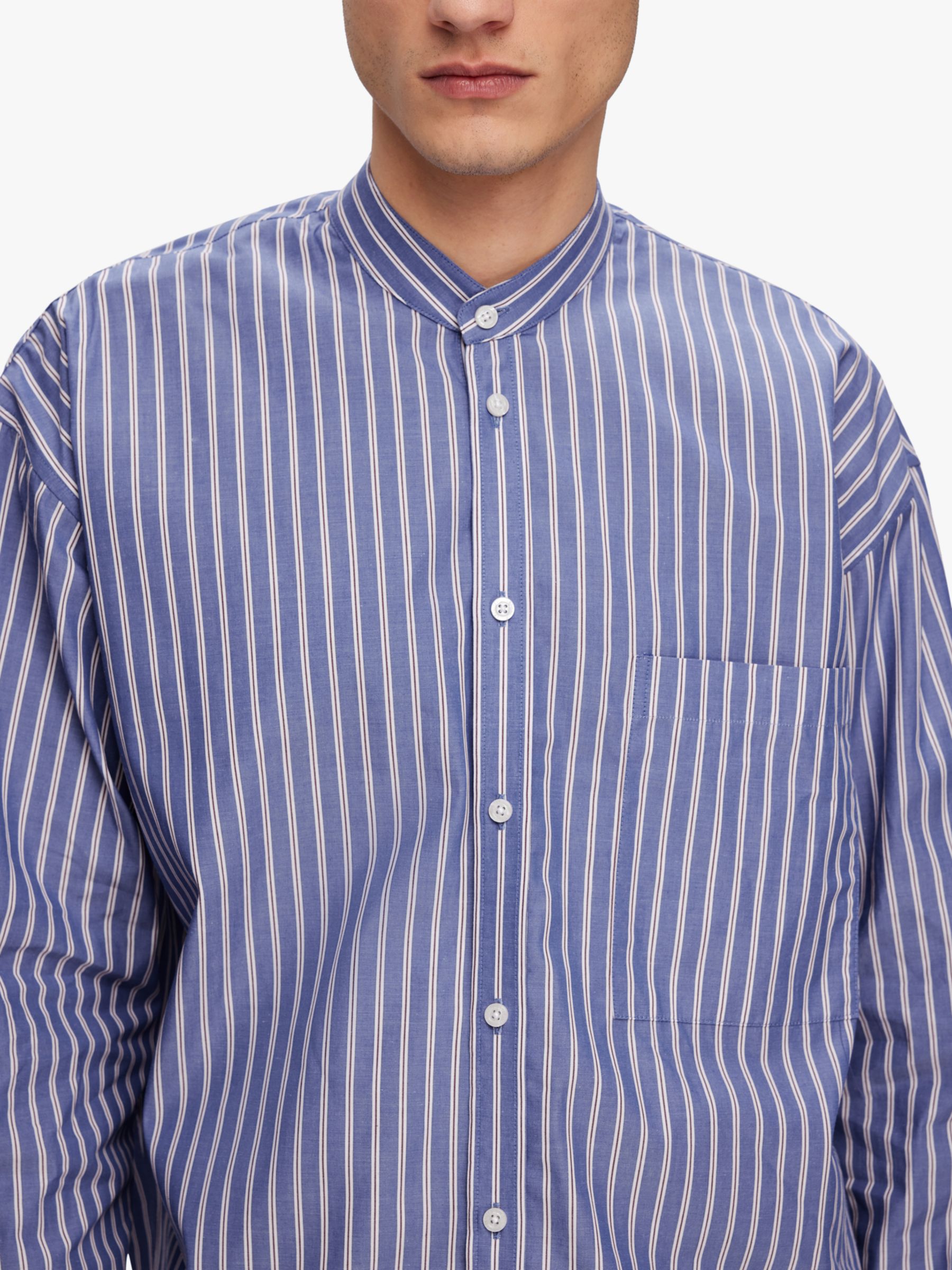 SELECTED HOMME Stripe Formal Long Sleeve Shirt, Blue/White, XL