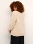 KAFFE Sarla Wool Blend V-Neck Jumper, Sand Dollar Melange