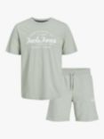 Jack & Jones Forest Logo Crew Neck T-Shirt & Shorts Set, Desert Sage