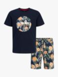 Jack & Jones Kids' Chill Shape Logo Floral Print T-Shirt & Shorts Set, Navy