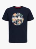 Jack & Jones Kids' Chill Shape Logo Floral Print T-Shirt & Shorts Set, Navy