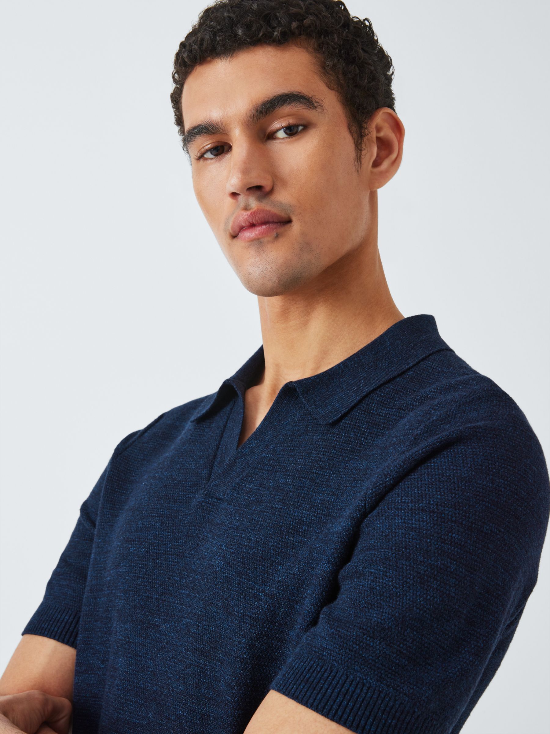Buy John Lewis Short Sleeve Cotton Textured Knit Polo Online at johnlewis.com