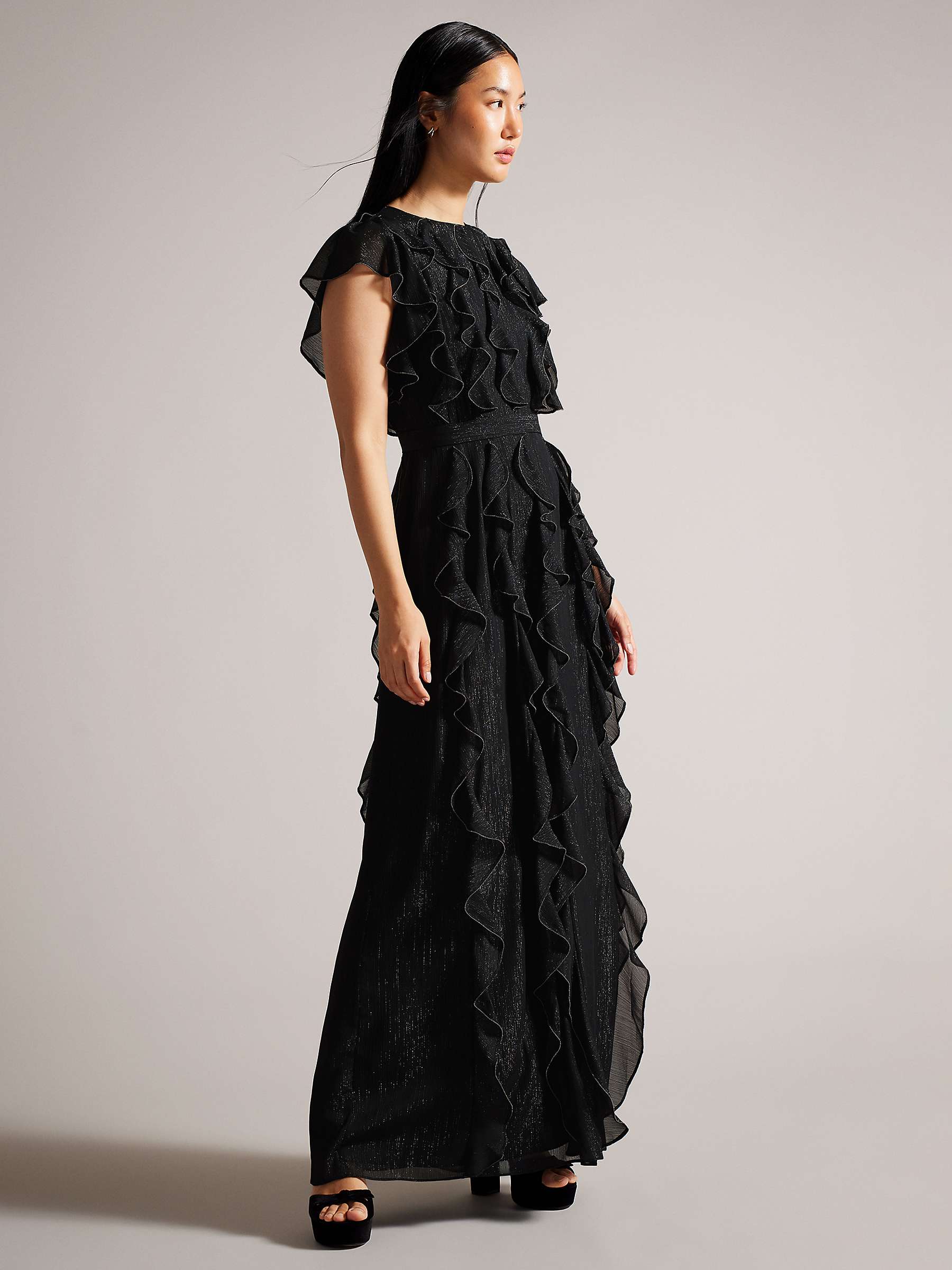 Buy Ted Baker Hazzie Ruffle Maxi Dress, Black Online at johnlewis.com