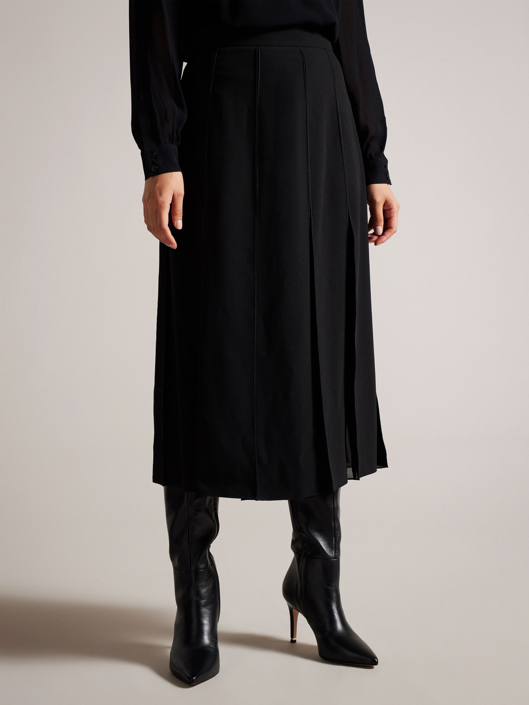 Buy Ted Baker Addelia Midi Skirt, Black Online at johnlewis.com