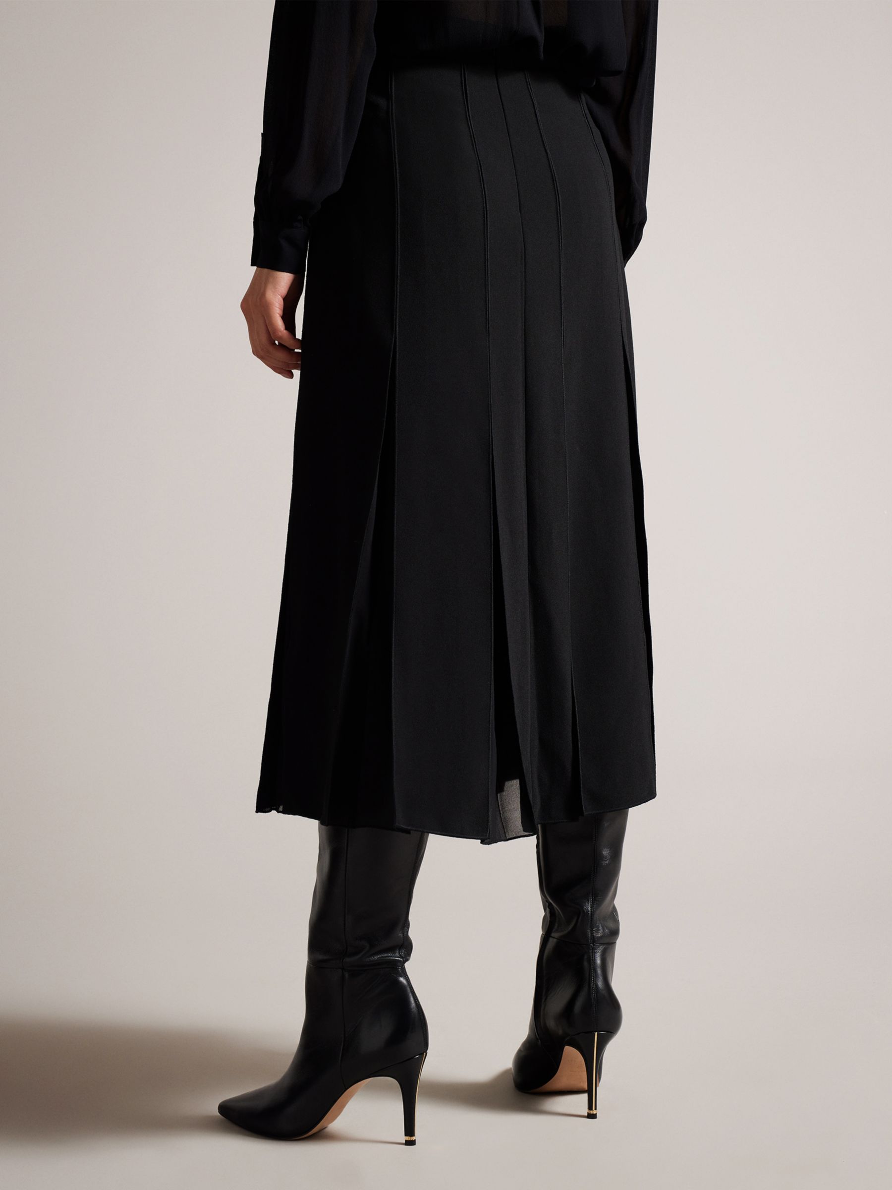 Ted Baker Addelia Midi Skirt, Black at John Lewis & Partners