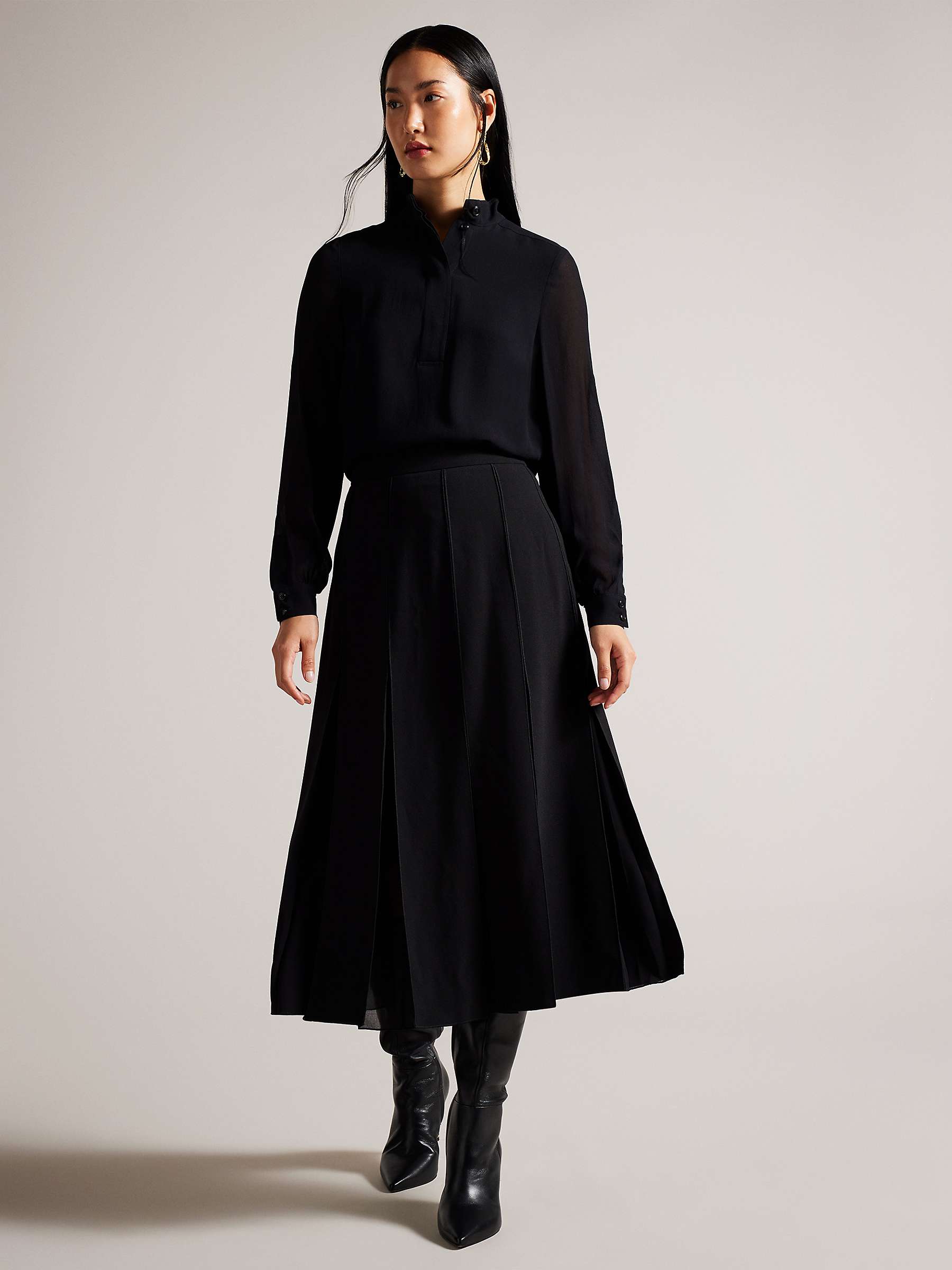 Buy Ted Baker Addelia Midi Skirt, Black Online at johnlewis.com