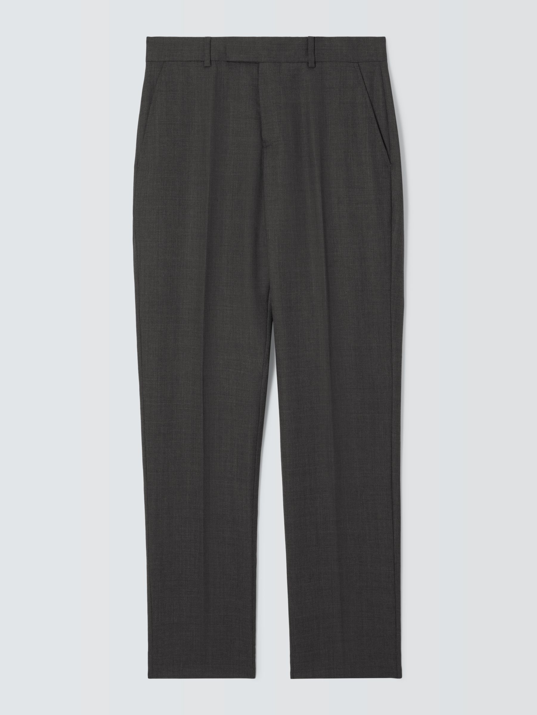 John Lewis Super 100's Birdseye Regular Suit Trousers, Charcoal, 44 R