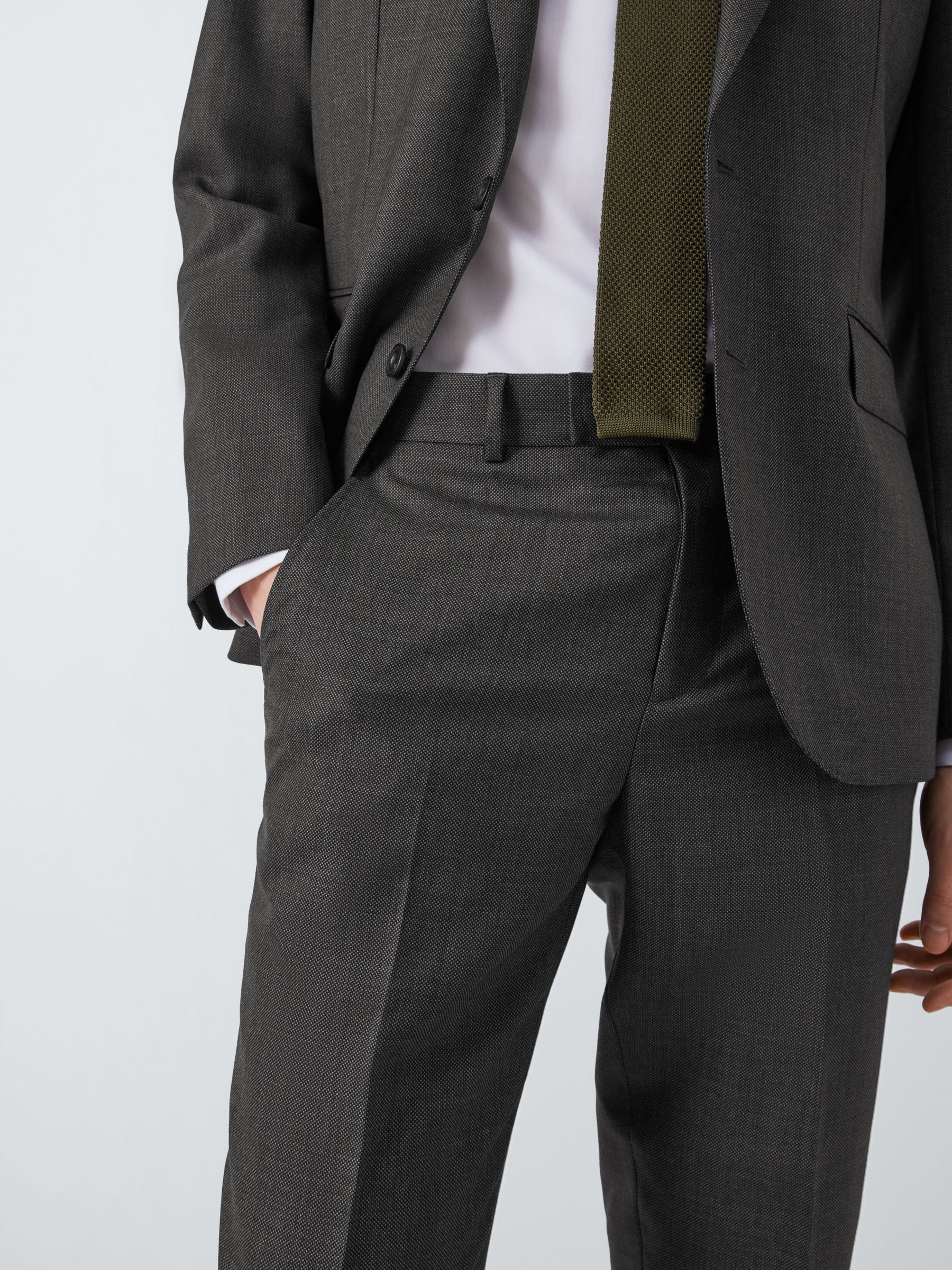 Buy John Lewis Super 100's Birdseye Regular Suit Trousers, Charcoal Online at johnlewis.com