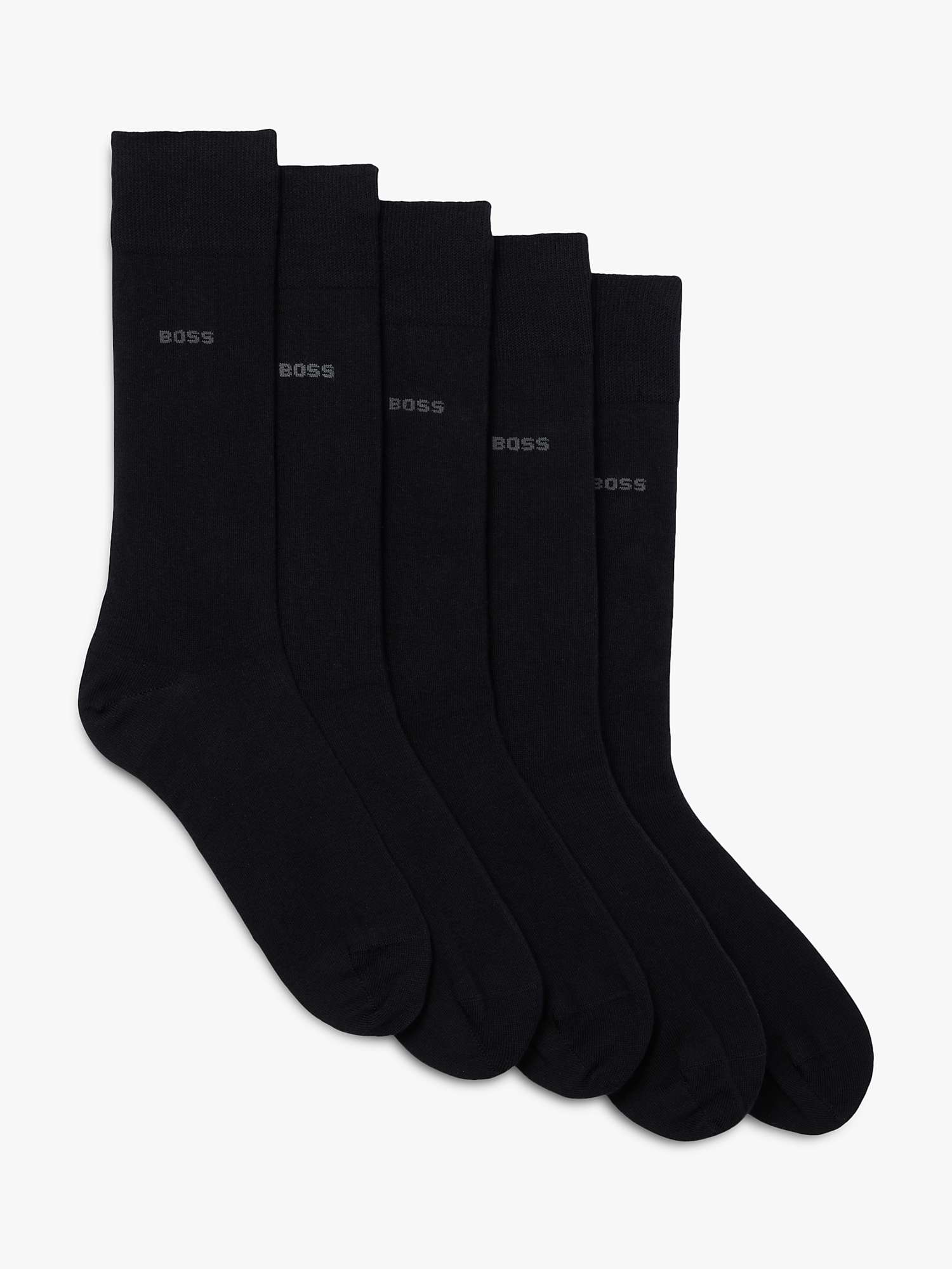 BOSS Cotton Blend Socks, Pack of 5, Black at John Lewis & Partners