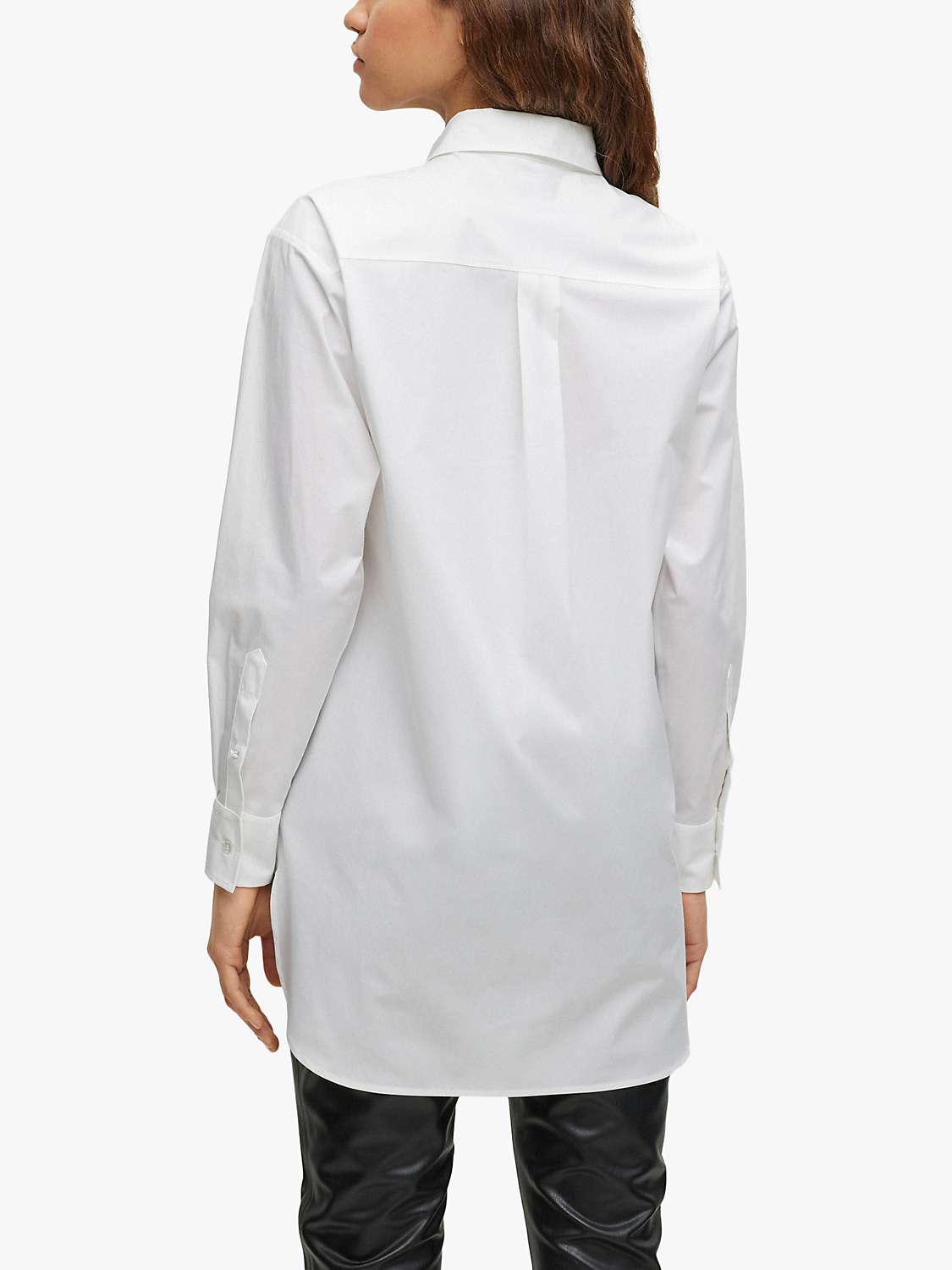 Buy BOSS Bacora Longline Shirt, White Online at johnlewis.com
