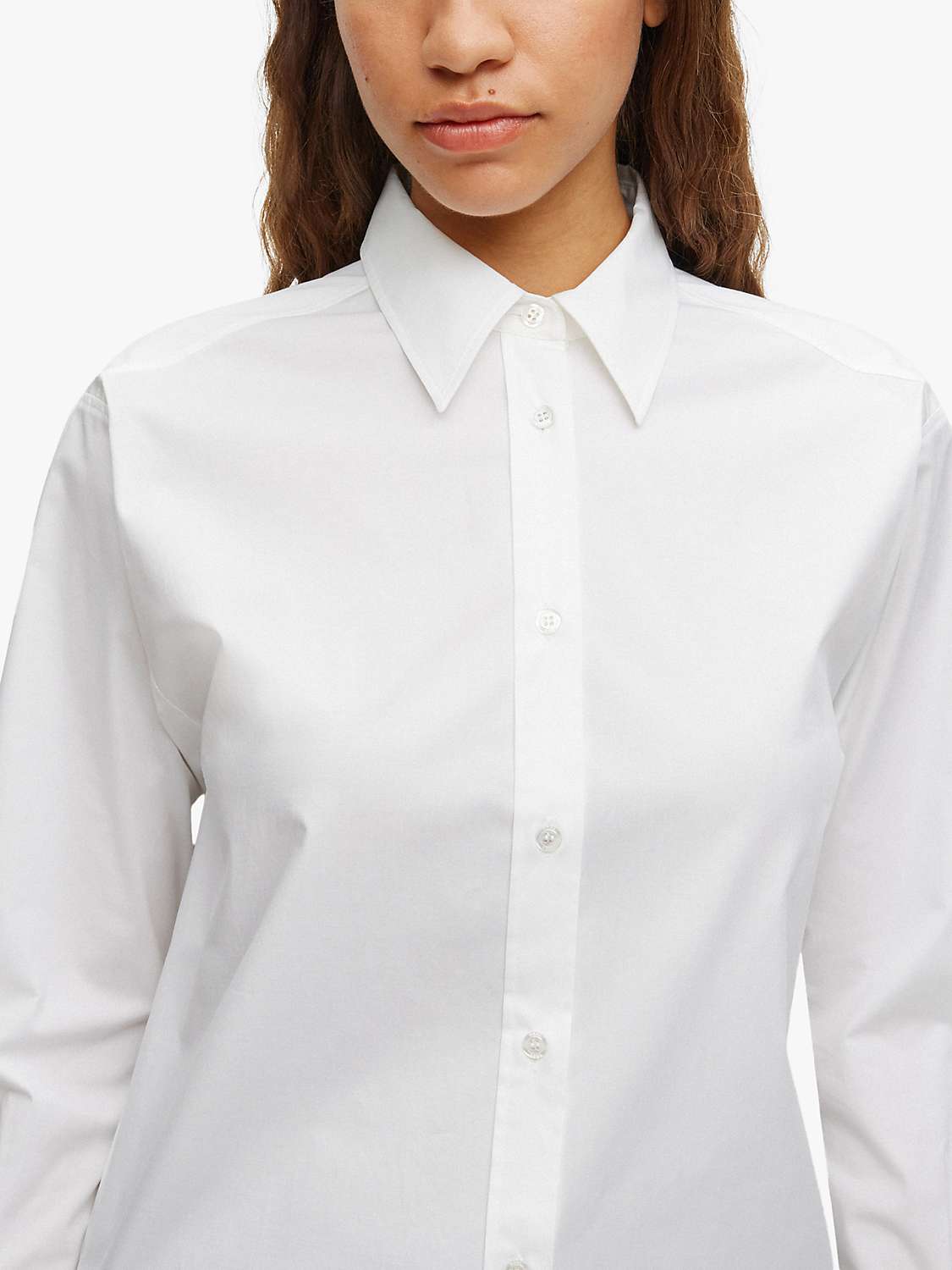 Buy BOSS Bacora Longline Shirt, White Online at johnlewis.com
