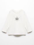 Mango Baby Little Princess Embellished T-Shirt, Natural White