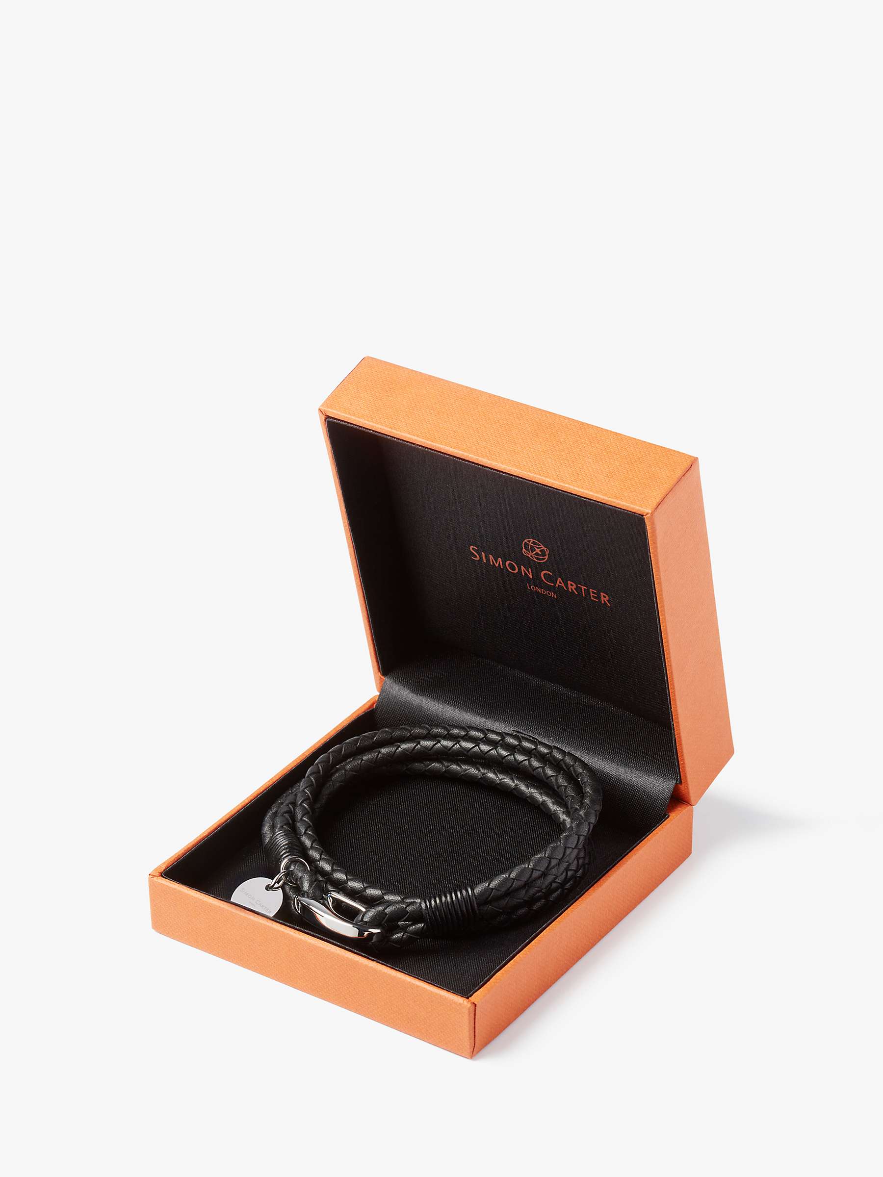Buy Simon Carter Padstow Leather Wrap Bracelet, Black Online at johnlewis.com