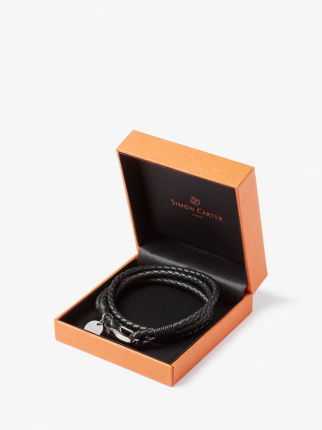 Simon Carter Padstow Leather Wrap Bracelet, Black
