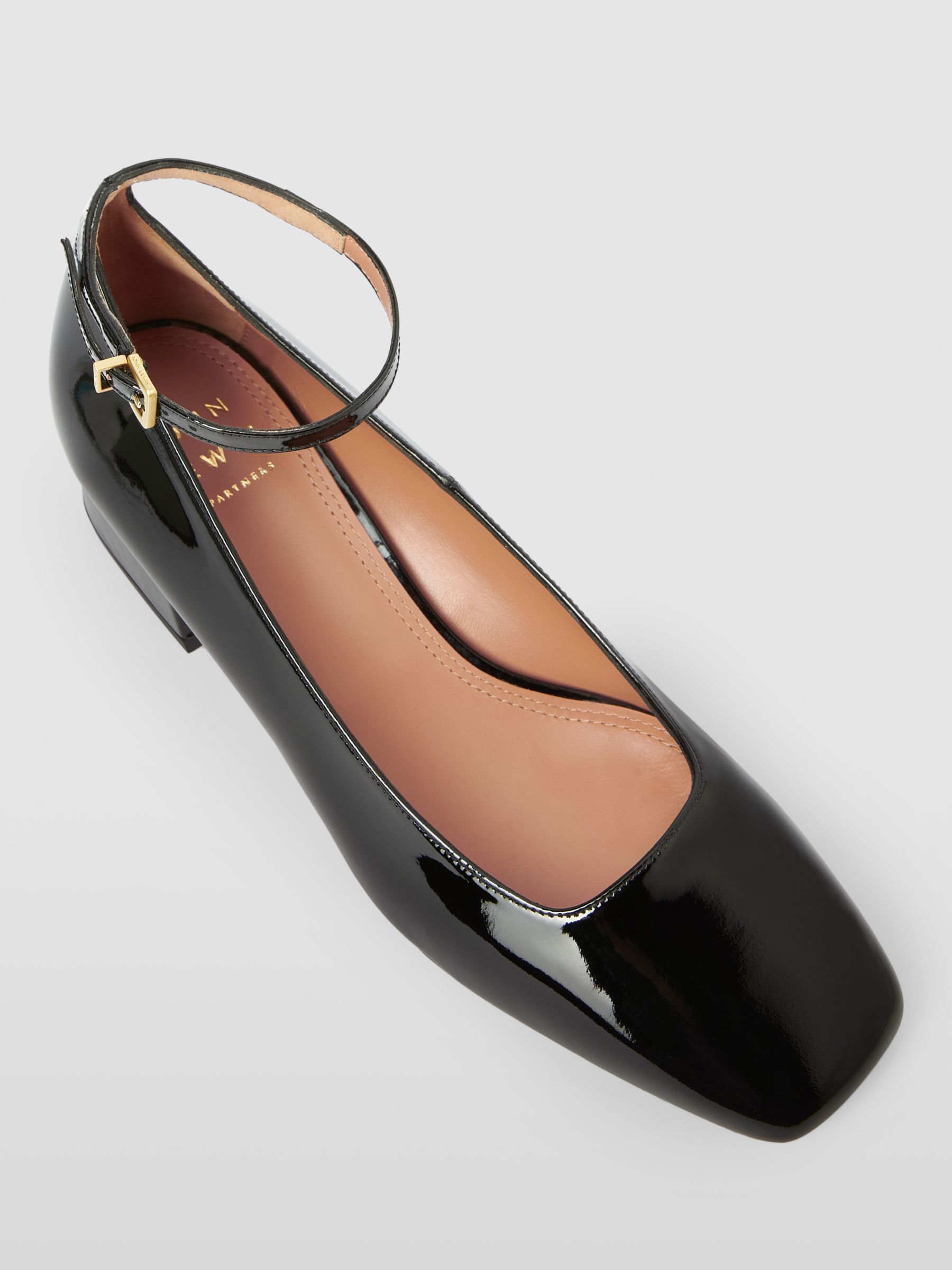 John Lewis Adorn Patent Leather Court Shoes, Black, 8