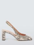 John Lewis Cilla Snake Print Leather Court Shoes, Neutral Beige