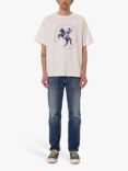 Nudie Jeans Koffe Organic Cotton T-Shirt, White/Blue