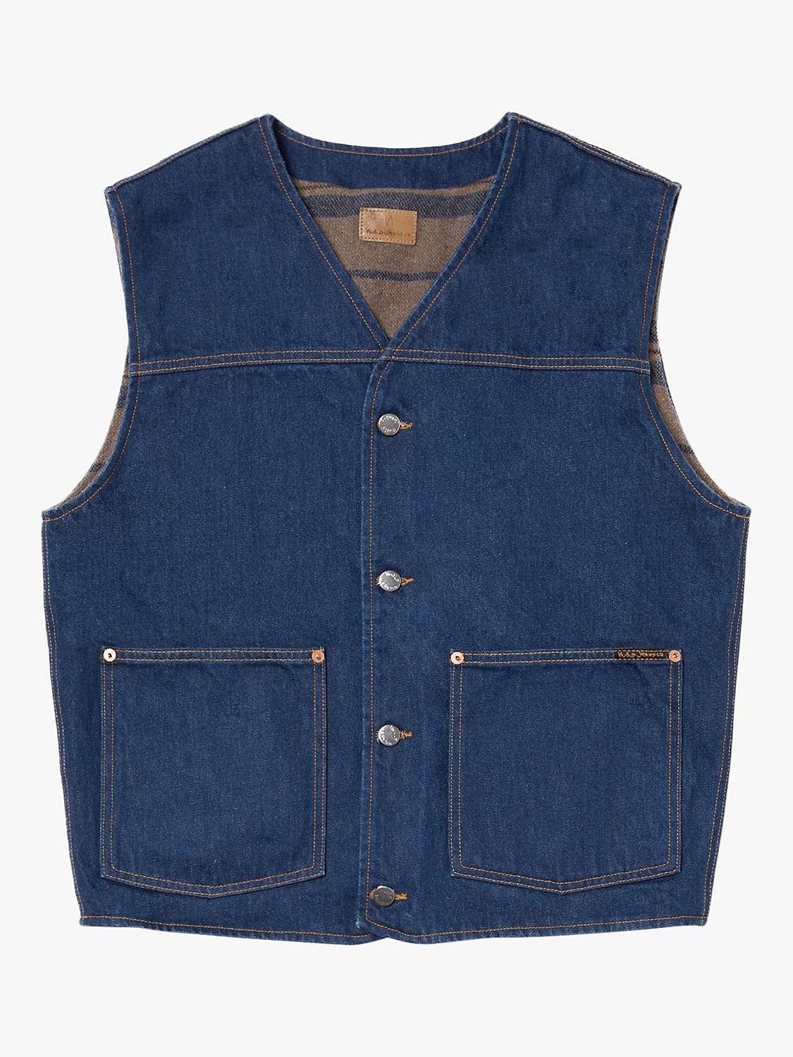 Buy Nudie Jeans Harry Organic Cotton Denim Vest, Blue Online at johnlewis.com