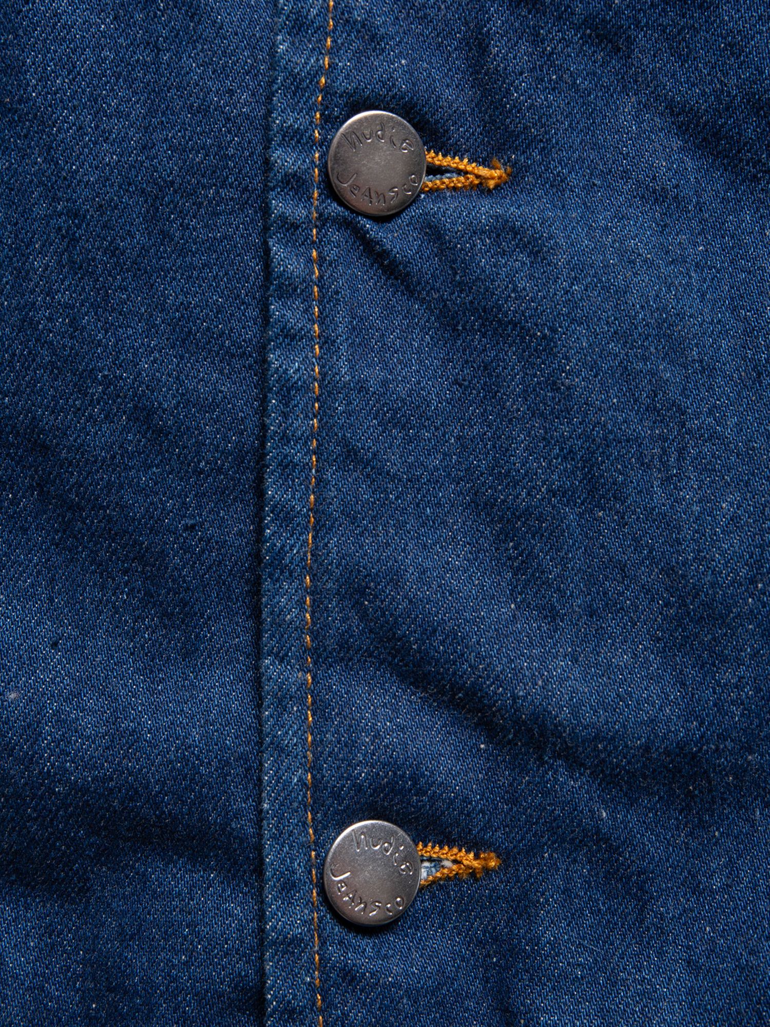 Nudie Jeans Harry Organic Cotton Denim Vest, Blue, XL
