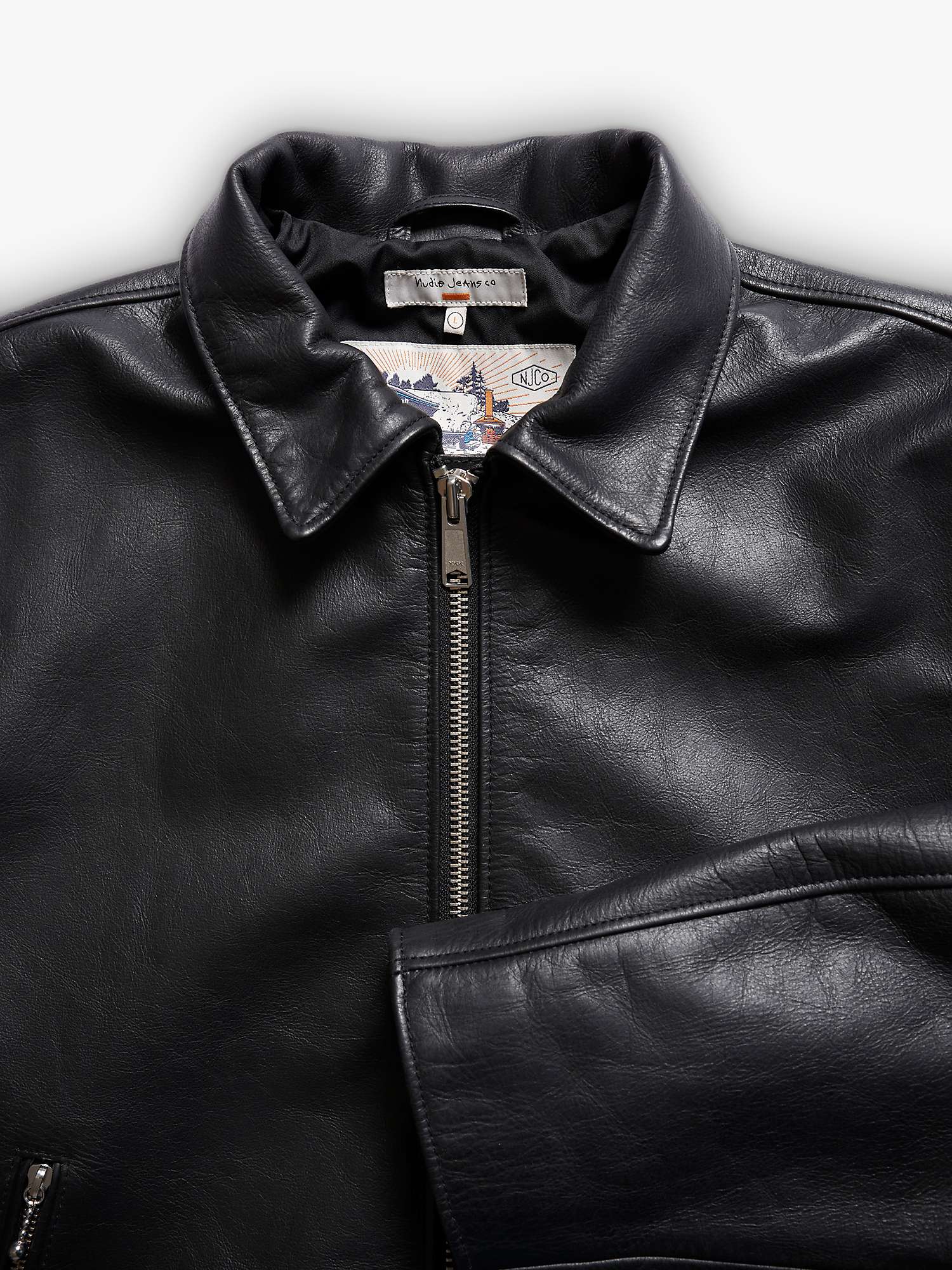 Nudie Jeans Eddy Rider Leather Jacket, Black at John Lewis & Partners