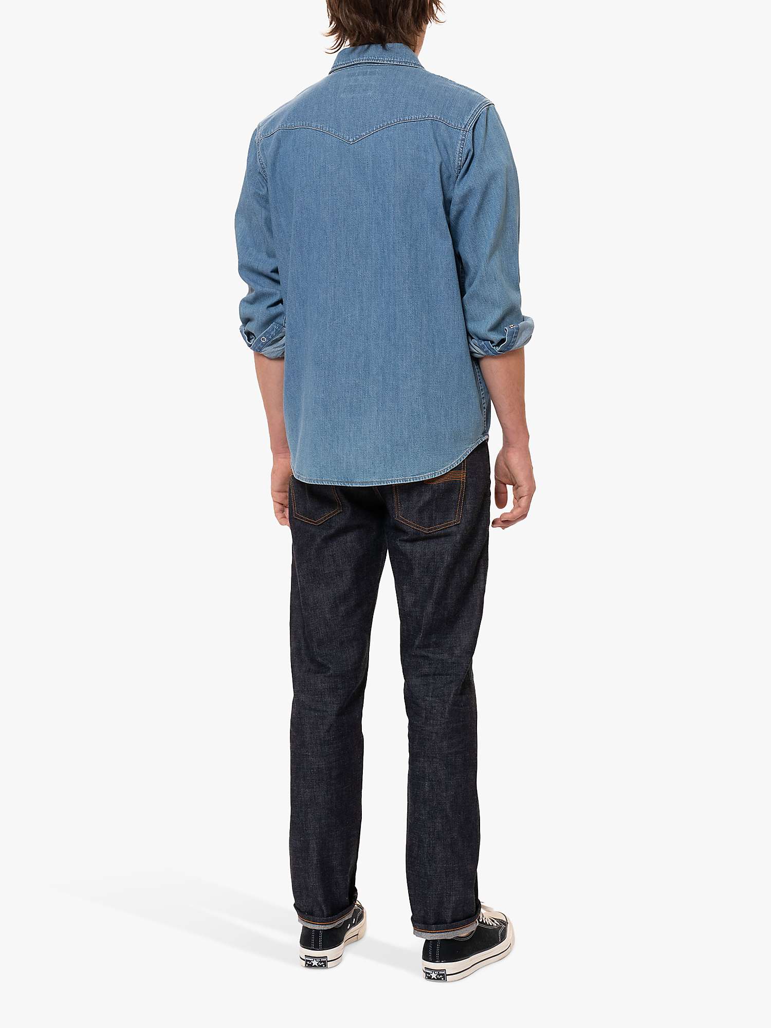 Buy Nudie Jeans George Organic Cotton Denim Shirt, Blue Online at johnlewis.com