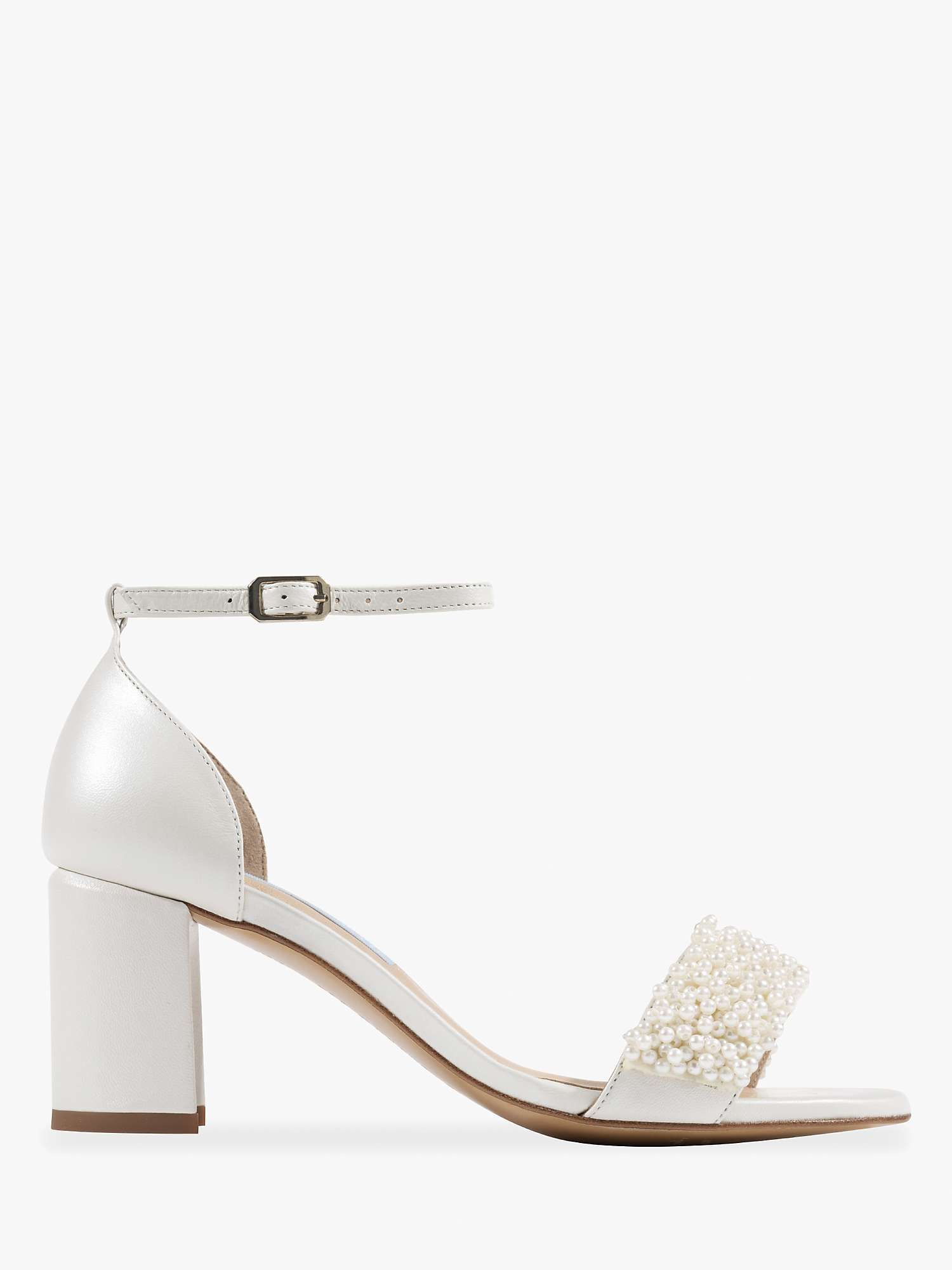 Charlotte Mills Katie Pearl Embellished Block Heel Wedding Shoes, Ivory ...