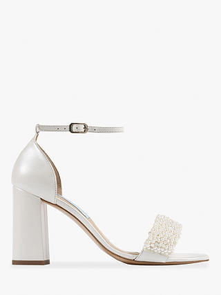 Charlotte Mills Kate Pearl Embellished Block Heel Wedding Shoes, Ivory Pearl