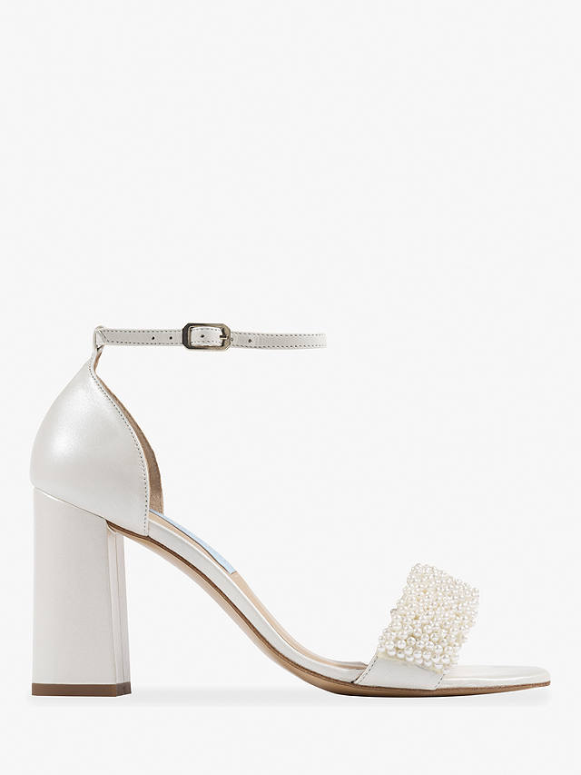 Charlotte Mills Kate Pearl Embellished Block Heel Wedding Shoes, Ivory ...